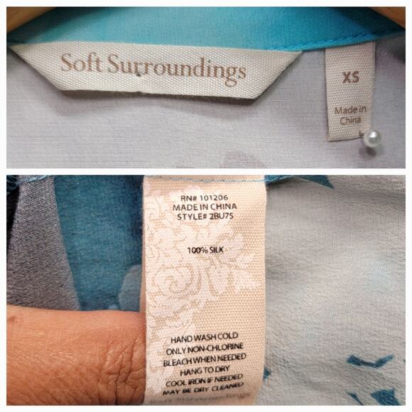 SOFT SURROUNDINGS JOLENE SILK BLOUSE, SIZE XS - Picture 4 of 7
